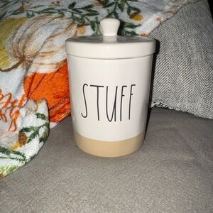 Cream and Tan Storage Jar